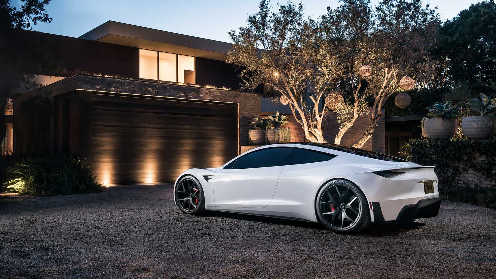 Vista trasera 3/4 del Tesla Roadster