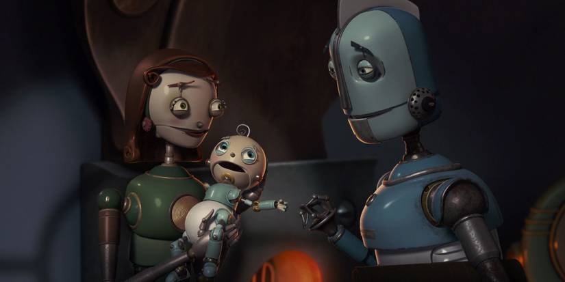 Los Copperbottoms le dan la bienvenida a Rodney, su nuevo bebé en Robots