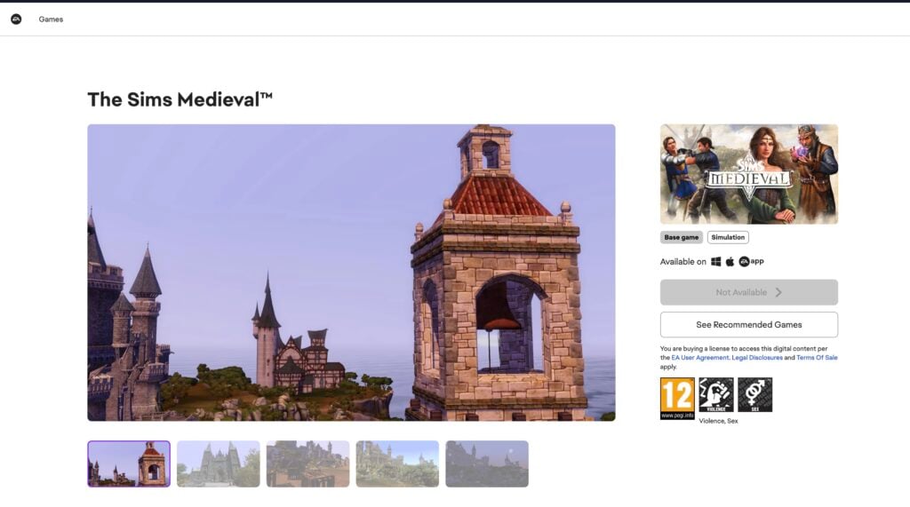 EA retira silenciosamente Los Sims Medieval 2 Captura de pantalla 2026 05 24, 13.07.47