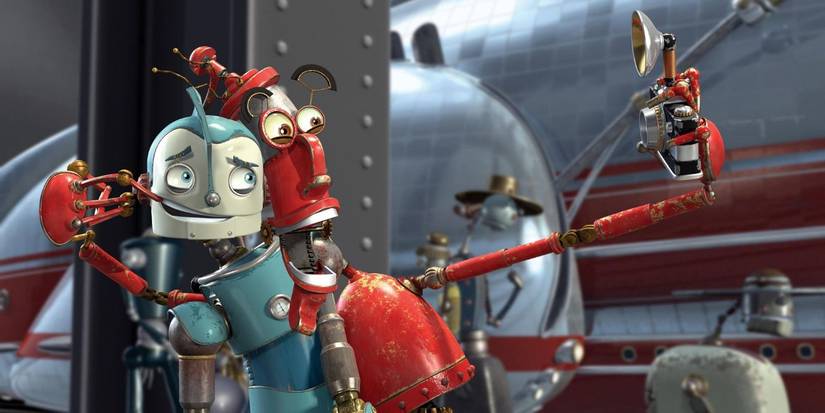 Rodney Copperbottom y Fender Pinwheeler hacen una imagen de la película Robots