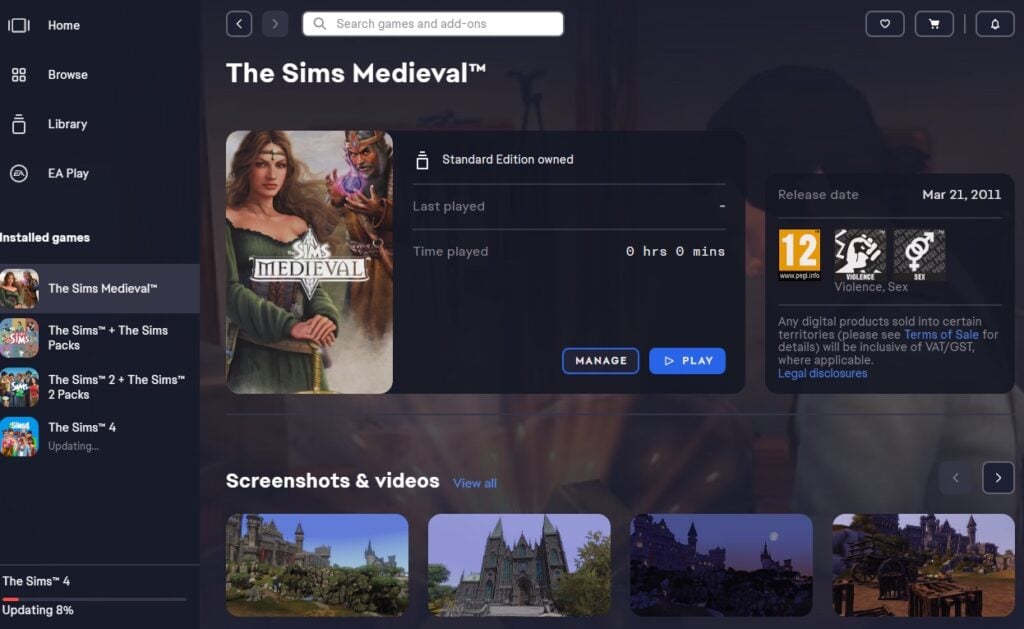 EA retira silenciosamente Los Sims Medieval 4 Los Sims Medievales en PC con Windows
